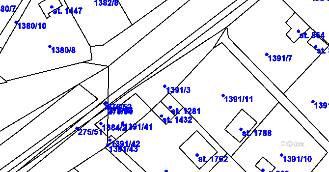 Parcela st. 1391/3 v KÚ Holýšov, Katastrální mapa