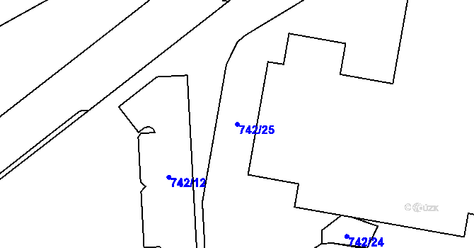 Parcela st. 742/25 v KÚ Holýšov, Katastrální mapa