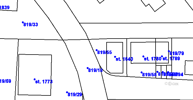 Parcela st. 819/55 v KÚ Holýšov, Katastrální mapa