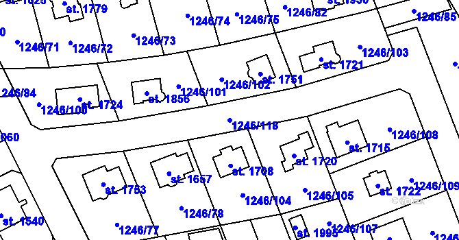 Parcela st. 1246/118 v KÚ Holýšov, Katastrální mapa