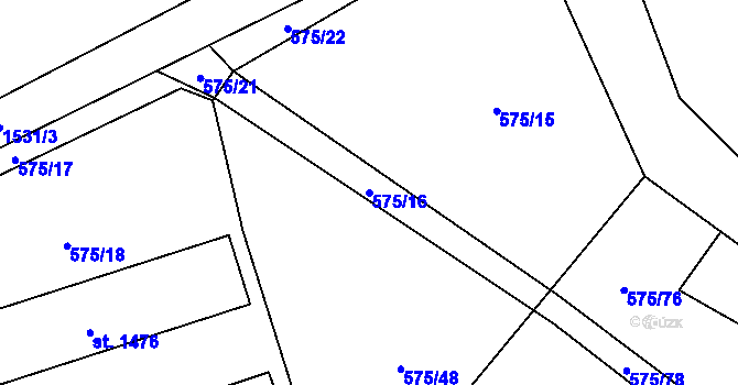 Parcela st. 575/16 v KÚ Holýšov, Katastrální mapa