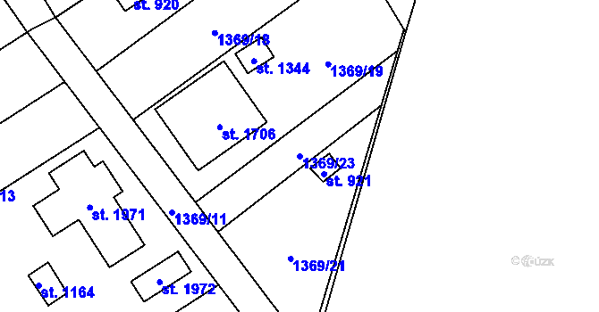 Parcela st. 1369/23 v KÚ Holýšov, Katastrální mapa