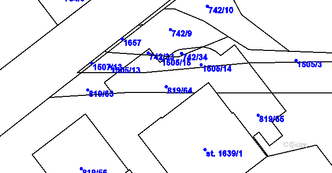 Parcela st. 819/64 v KÚ Holýšov, Katastrální mapa