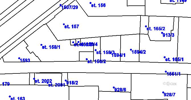 Parcela st. 158/3 v KÚ Holýšov, Katastrální mapa