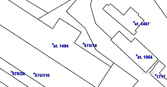 Parcela st. 575/74 v KÚ Holýšov, Katastrální mapa