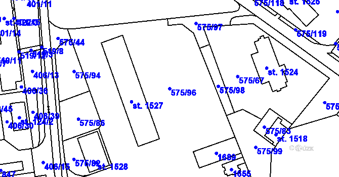 Parcela st. 575/96 v KÚ Holýšov, Katastrální mapa