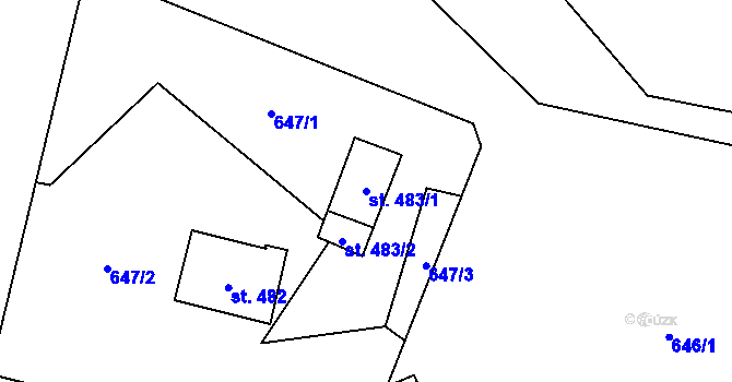 Parcela st. 483/1 v KÚ Holýšov, Katastrální mapa