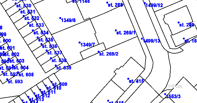 Parcela st. 269/2 v KÚ Holýšov, Katastrální mapa