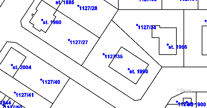 Parcela st. 1127/35 v KÚ Holýšov, Katastrální mapa