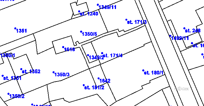 Parcela st. 171/4 v KÚ Holýšov, Katastrální mapa