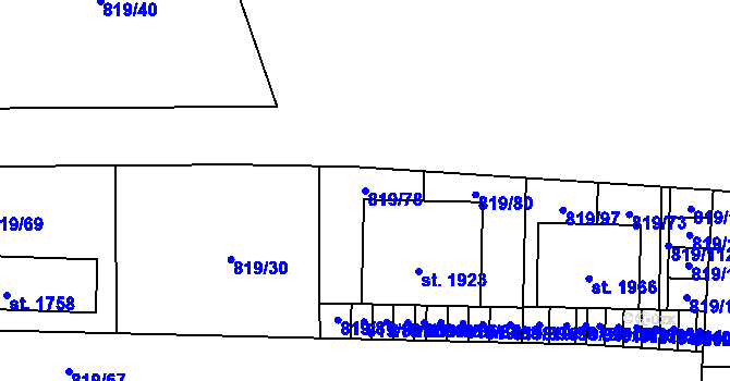 Parcela st. 819/78 v KÚ Holýšov, Katastrální mapa