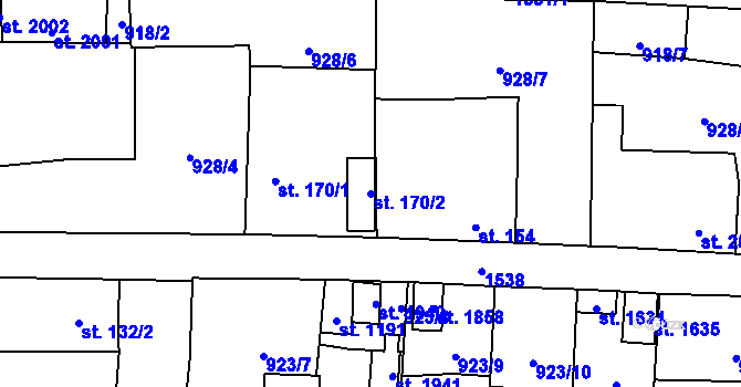 Parcela st. 170/2 v KÚ Holýšov, Katastrální mapa