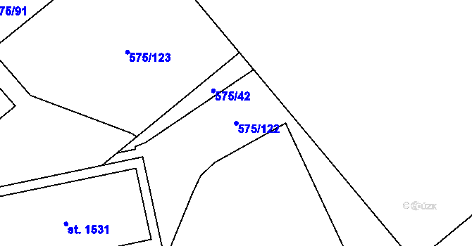 Parcela st. 575/122 v KÚ Holýšov, Katastrální mapa