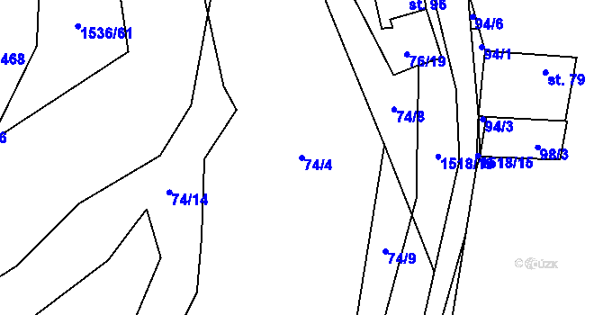 Parcela st. 74/4 v KÚ Holýšov, Katastrální mapa