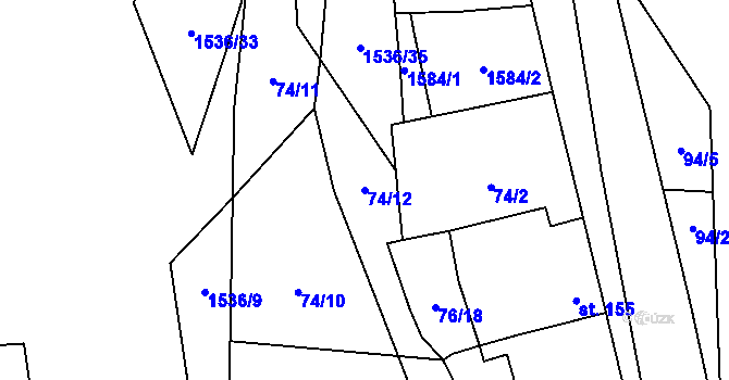 Parcela st. 74/12 v KÚ Holýšov, Katastrální mapa