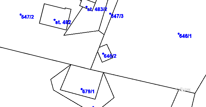 Parcela st. 646/2 v KÚ Holýšov, Katastrální mapa