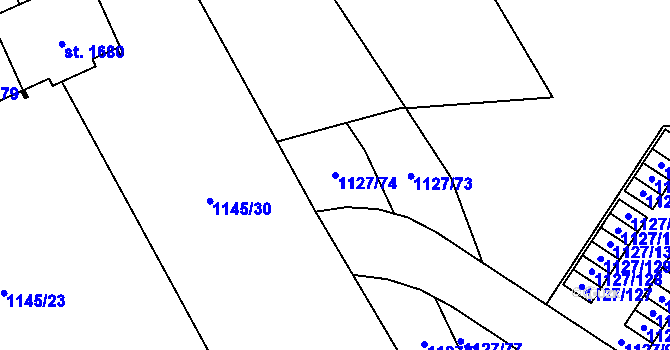 Parcela st. 1127/74 v KÚ Holýšov, Katastrální mapa