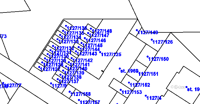 Parcela st. 1127/125 v KÚ Holýšov, Katastrální mapa