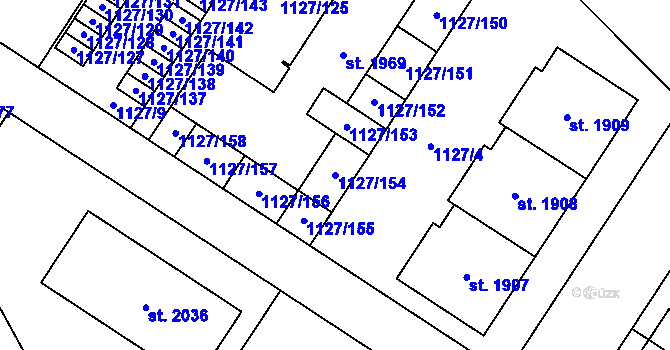 Parcela st. 1127/154 v KÚ Holýšov, Katastrální mapa