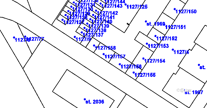 Parcela st. 1127/157 v KÚ Holýšov, Katastrální mapa