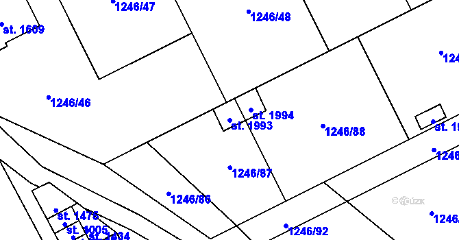 Parcela st. 1993 v KÚ Holýšov, Katastrální mapa
