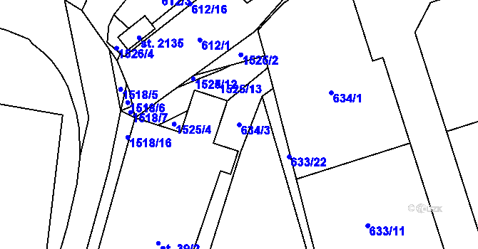 Parcela st. 634/3 v KÚ Holýšov, Katastrální mapa
