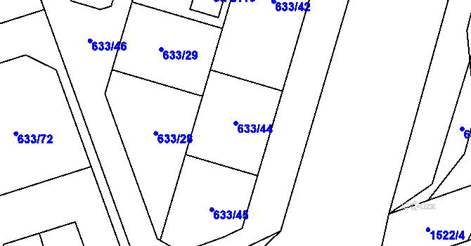 Parcela st. 633/44 v KÚ Holýšov, Katastrální mapa