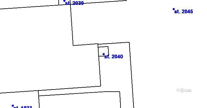 Parcela st. 2040 v KÚ Holýšov, Katastrální mapa