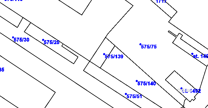 Parcela st. 575/139 v KÚ Holýšov, Katastrální mapa
