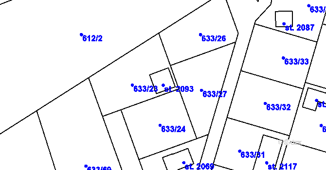 Parcela st. 2093 v KÚ Holýšov, Katastrální mapa