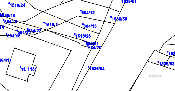 Parcela st. 684/20 v KÚ Holýšov, Katastrální mapa