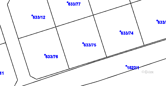 Parcela st. 633/75 v KÚ Holýšov, Katastrální mapa