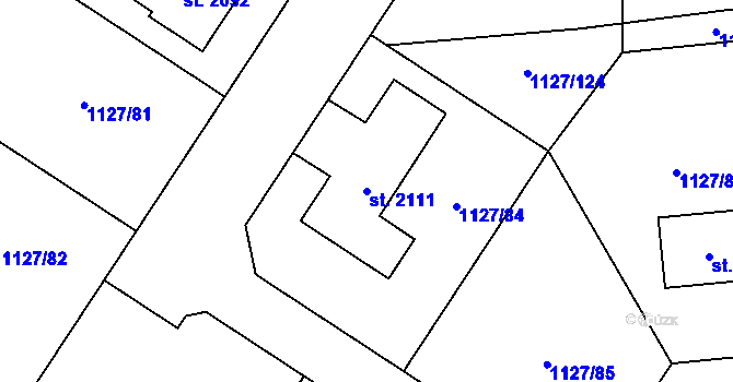 Parcela st. 2111 v KÚ Holýšov, Katastrální mapa