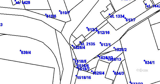 Parcela st. 2135 v KÚ Holýšov, Katastrální mapa