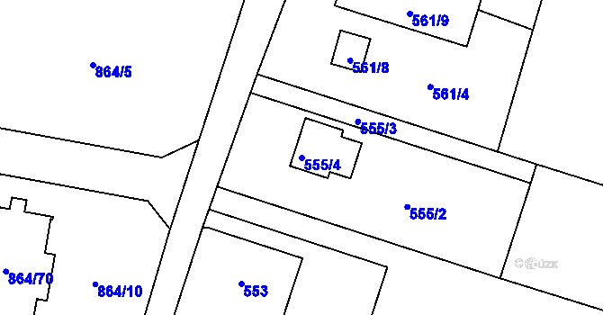 Parcela st. 555/4 v KÚ Homole, Katastrální mapa