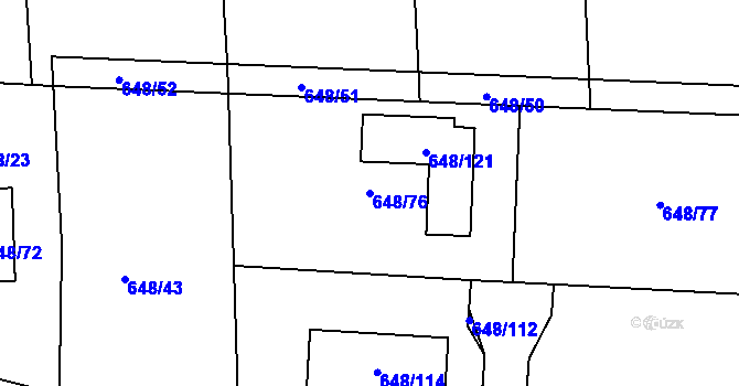 Parcela st. 648/76 v KÚ Homole, Katastrální mapa