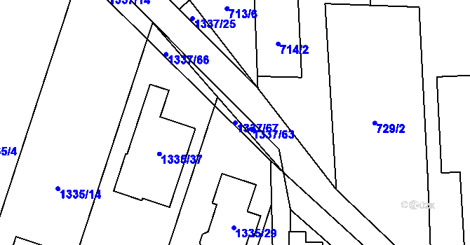 Parcela st. 1337/67 v KÚ Homole, Katastrální mapa