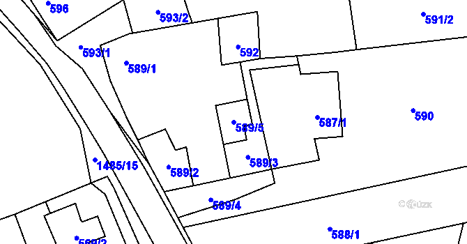 Parcela st. 589/5 v KÚ Homole, Katastrální mapa