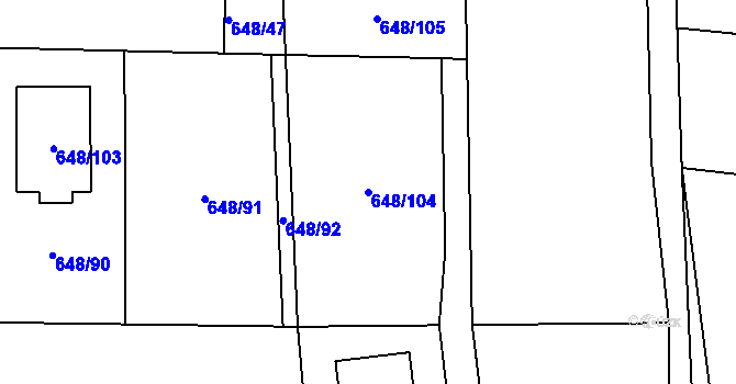 Parcela st. 648/104 v KÚ Homole, Katastrální mapa
