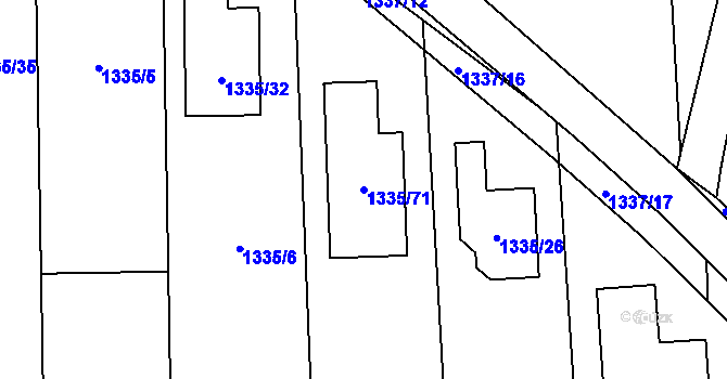 Parcela st. 1335/71 v KÚ Homole, Katastrální mapa