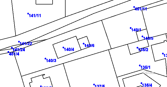 Parcela st. 140/6 v KÚ Homole, Katastrální mapa