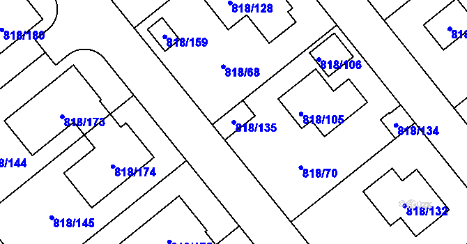 Parcela st. 818/135 v KÚ Homole, Katastrální mapa