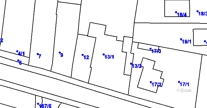 Parcela st. 13 v KÚ Homole, Katastrální mapa
