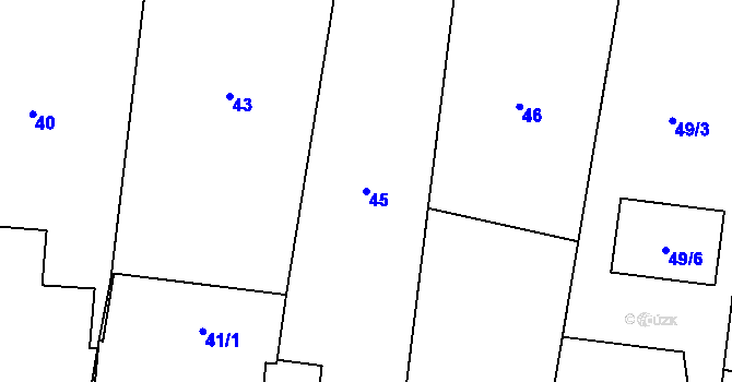 Parcela st. 45 v KÚ Homole, Katastrální mapa