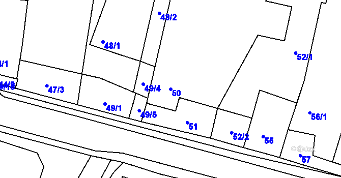 Parcela st. 50 v KÚ Homole, Katastrální mapa