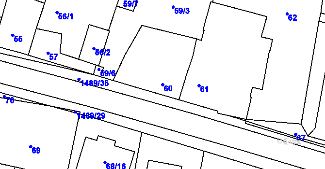 Parcela st. 60 v KÚ Homole, Katastrální mapa