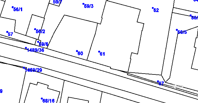 Parcela st. 61 v KÚ Homole, Katastrální mapa