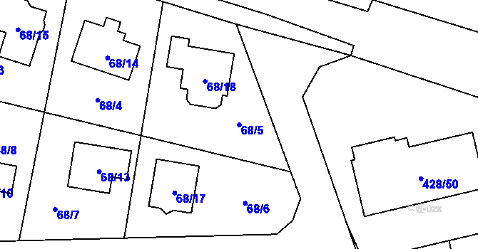 Parcela st. 68/5 v KÚ Homole, Katastrální mapa