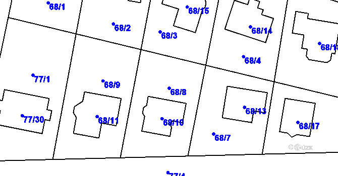 Parcela st. 68/8 v KÚ Homole, Katastrální mapa