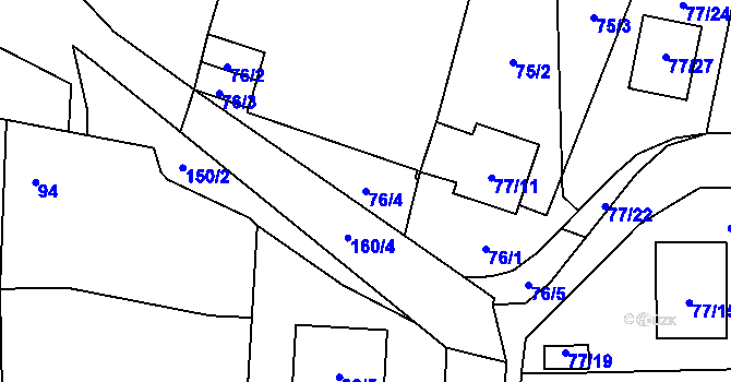 Parcela st. 76/4 v KÚ Homole, Katastrální mapa